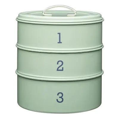 Living Nostalgia 3-Tier Metal Cake Storage Tin - English Sage Green