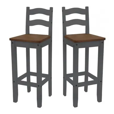 Corona Grey Wax Pair of Bar Stools Solid Pine furniture