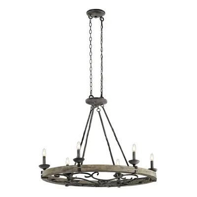 6 Bulb Chandelier Hanging Pendant LIght Weathered Zinc LED E14 60W Bulb