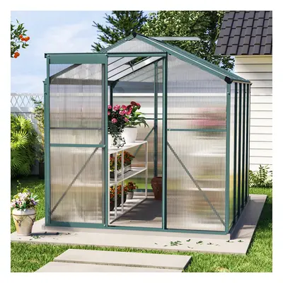 (8x6ft no Base) Greenhouse Aluminium Polycarbonate Garden Green Plant Housing