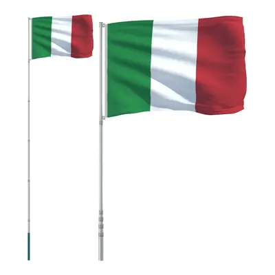 vidaXL Italy Flag and Pole 5.55 m Aluminium Outdoor Garden Camper Flag Pole