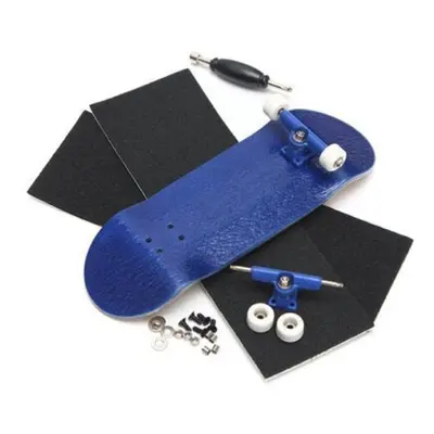 (Blue) Wooden Multicolor Baseboard Mini Skateboard Set Indoor Toys