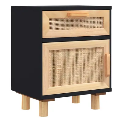 (Black, 1) vidaXL 1/2x Solid Wood Pine Bedside Cabinet Natural Rattan Table Multi Colours