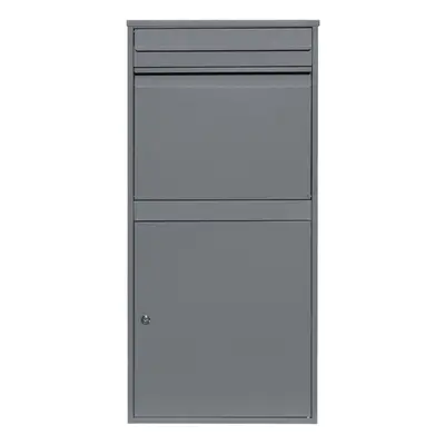 Parcel Post Drop Box Grey Steel Lockable Letter Package Mail Wall Mount