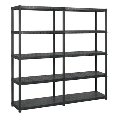 vidaXL Storage Shelf 5-Tier Black Plastic Storage Organiser Rack Furniture