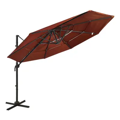 vidaXL 4-Tier Parasol with Aluminium Pole Terracotta 3x3 m Outdoor Umbrella