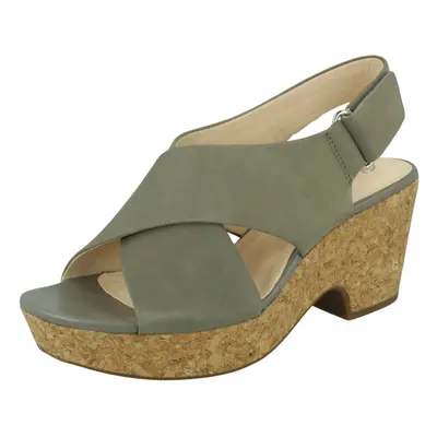 (Green, UK 7.5) Ladies Clarks Slingback Wedge Sandals Maritsa Lara