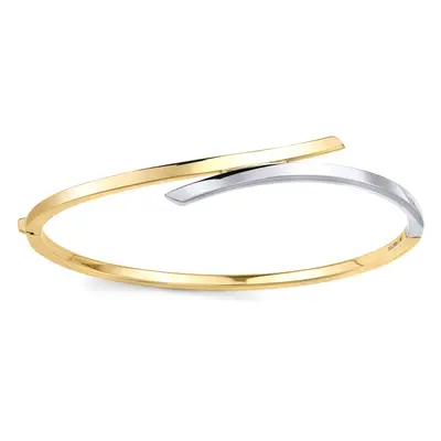 Jewelco London 9ct 2-Colour Gold Crossover Bangle Bracelet - BNNR02488