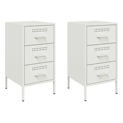 vidaXL Bedside Cabinets Bed Cabinet Nightstand pcs White Cold-rolled Steel