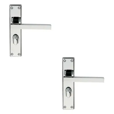 2x PAIR Straight Square Handle on Bathroom Backplate x 40mm Polished Chrome