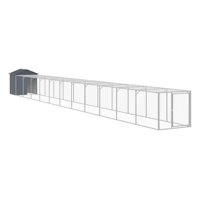 (anthracite, x x cm) vidaXL Chicken Cage with Run Farm Chicken Run Coop Hen House Galvanised Ste