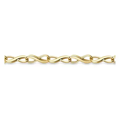 Jewelco London 9ct Yellow Gold Twisted Infinity Link Bracelet 7.25" 19cm - BRNR02521-07