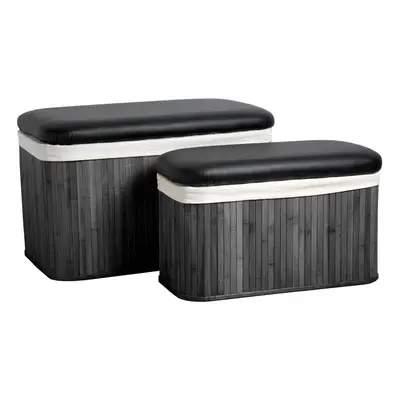 Premier Housewares Ottoman Black Bamboo Storage Seats