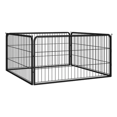 (100 x x cm) vidaXL Dog Playpen Panels Black Powder-coated Steel Dog Kennel Multi Sizes