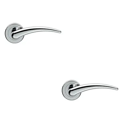 2x PAIR Arched Tapered Bar Handle on Round Rose Concealed Fix Polished Chrome