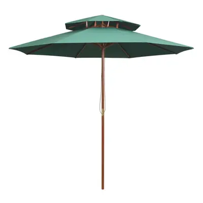 Double Decker Parasol 270x270 cm Wooden Pole Green