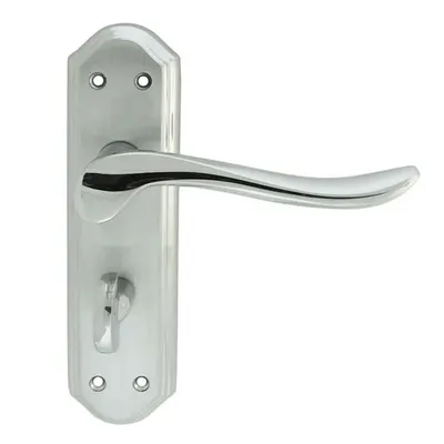 PAIR Curved Handle on Sculpted Bathroom Backplate x 48mm Chrome