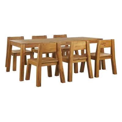 Table with Chairs LIVORNO Acacia Wood 225x105x77 cm Light Wood