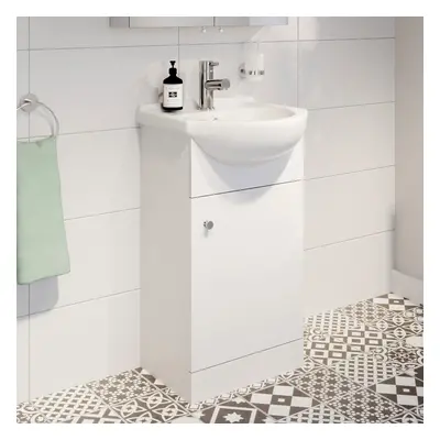 450mm Bathroom Basin Sink Vanity Unit Floor Standing Single Tap Hole Matte White