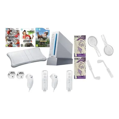 (Pro Bundle ) Nintendo Wii Mega bundle Remotes Motionplus Fit Board Sports Mario Golf Tennis