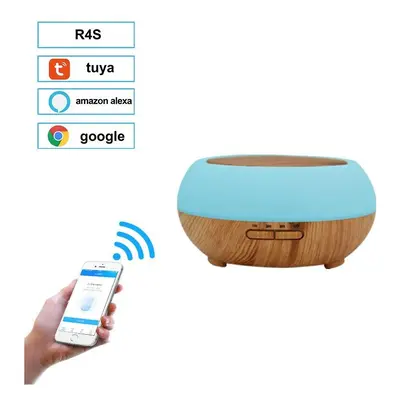 (Light wood grain) Smart Ultrasonic Humidifier 400ml Essential Oil Aromatherapy Machine for Home