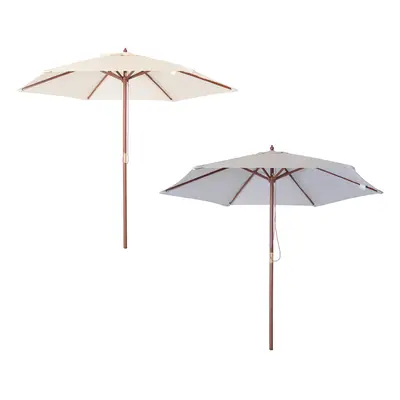 Charles Bentley Wooden Garden Patio Parasol Shade Umbrella with Hardwood Frame - Showerproof Can