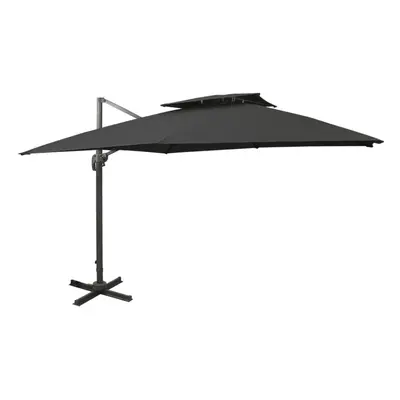 vidaXL Cantilever Garden Parasol with Double Top Canopy Outdoor Umbrella Black