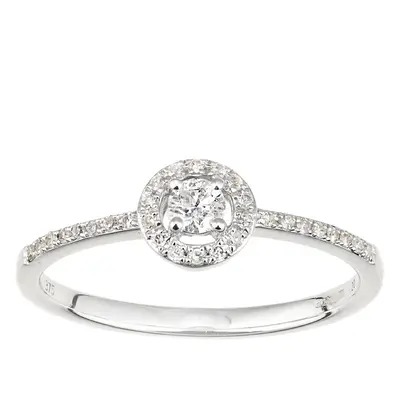 (K) Jewelco London 9ct White Gold Diamond Halo Engagement Ring