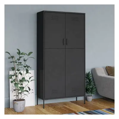 vidaXL Wardrobe Anthracite Steel Home Bedroom Hanger Clothing Storage Cabinet