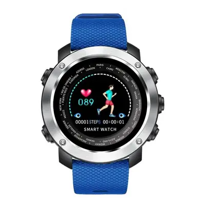 (Silver + Blue) Smart Watch Heart Rate Monitor Fitness Tracker