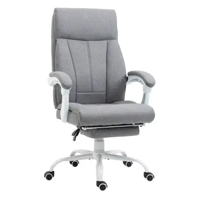 Vinsetto Fabric Office Chair for Home with Arm, Foot Rest, Wheels, Grey