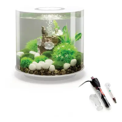 biOrb Tube 15L Aquarium White With MCR LED Lighting and Heater Pack