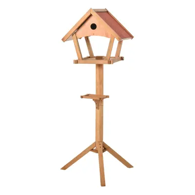 PawHut Wooden Bird Feeder Stand for Garden Backyard Decorative Pre-cut Natural