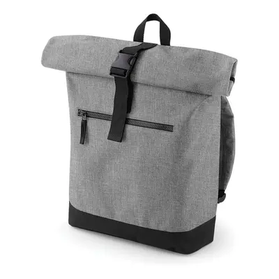 (One Size, Grey Marl/Black) Bagbase Roll-Top Backpack / Rucksack / Bag (12 Litres) (Pack of 2)