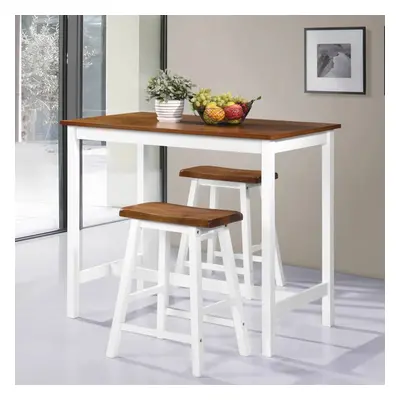 vidaXL Solid Wood Bar Table and Stool Set Piece Kitchen Dining Furniture