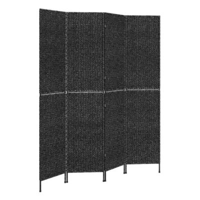 (black, x cm) vidaXL Room Divider Folding Balcony Privacy Screen 5-Panel Water Hyacinth