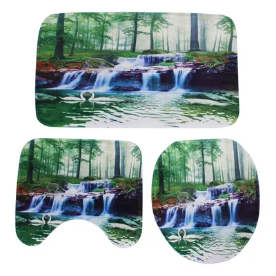 (Type B) 1/3/4Pcs Shower Curtain Bath Mat Toilet Lid Bath Carpet Bath Rugs Carpet