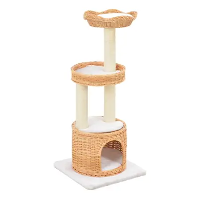 vidaXL Cat Tree with Sisal Scratching Post Natural Willow Wood Kitty Tower