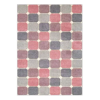 (7. 172P Box - Pink, x cm) Modern Geometric Floral Abstract Area Rugs Check Multi Coloured Non S