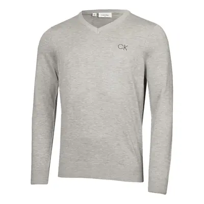 (XXXXL, Silver) Calvin Klein Mens V-Neck Tour Durable Comfort Golf Sweater