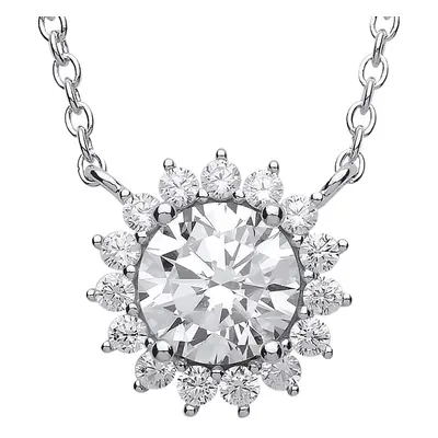 Jewelco London Ladies Sterling Silver Cubic zirconia Sunshine Cluster Solitaire Charm Necklace i