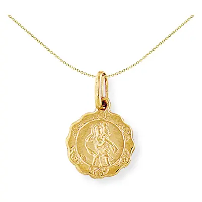 Jewelco London 9ct Gold Scallop St. Christopher Medallion Charm Pendant - 12mm - SCNR02050