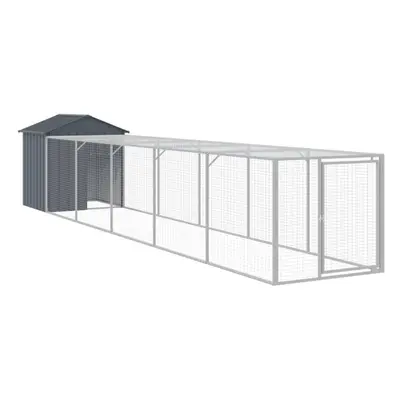 (anthracite, x x cm) vidaXL Chicken Cage with Run Farm Chicken Run Coop Hen House Galvanised Ste