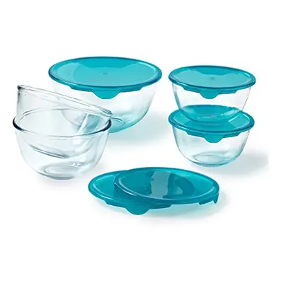 Pyrex Set of Heavy Duty Glass Salad Bowls with Lids (0.5L - 1L - 2L) BPA Free | Made in France, 