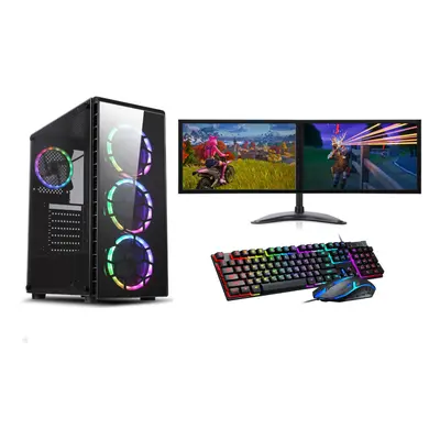 FCS Gaming PC Dual 22" Monitor Setup i7 240 SSD 1TB 16GB Ram GTX