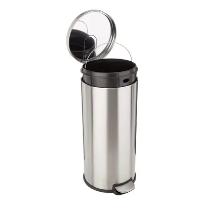 Amazon Basics Round cylindrical Trash can With Soft-close Foot Pedal, Liter79 gallon, Brushed St