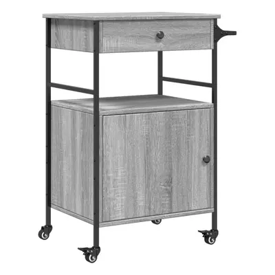 vidaXL Kitchen Trolley Rolling Cart Storage Cart Grey Sonoma Engineered Wood