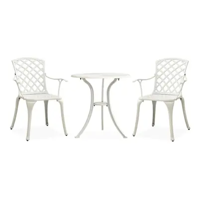 3 Piece Bistro Set Cast Aluminium White