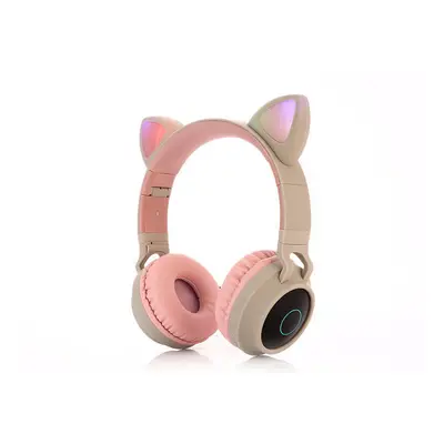 (Pink Grey) Cute Cat Bluetooth 5.0 Headset