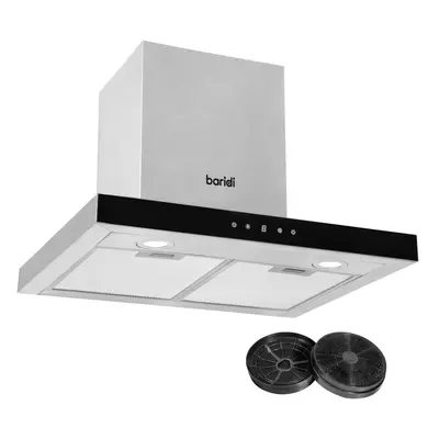 Baridi 60cm T Shape Chimney Cooker Hood with Carbon Filters, Stainless Steel - DH130